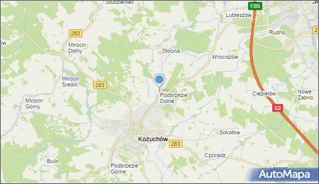 mapa Podbrzezie Dolne, Podbrzezie Dolne na mapie Targeo